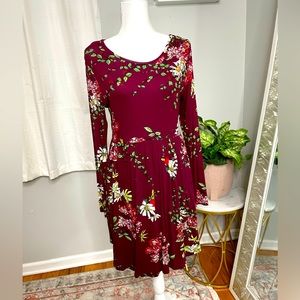 Amazon maroon long sleeve dress with pockets